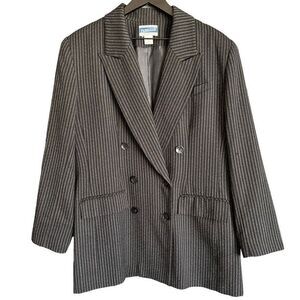Vintage 90s Pendleton 100% Virgin Wool Pinstripe Blazer Black